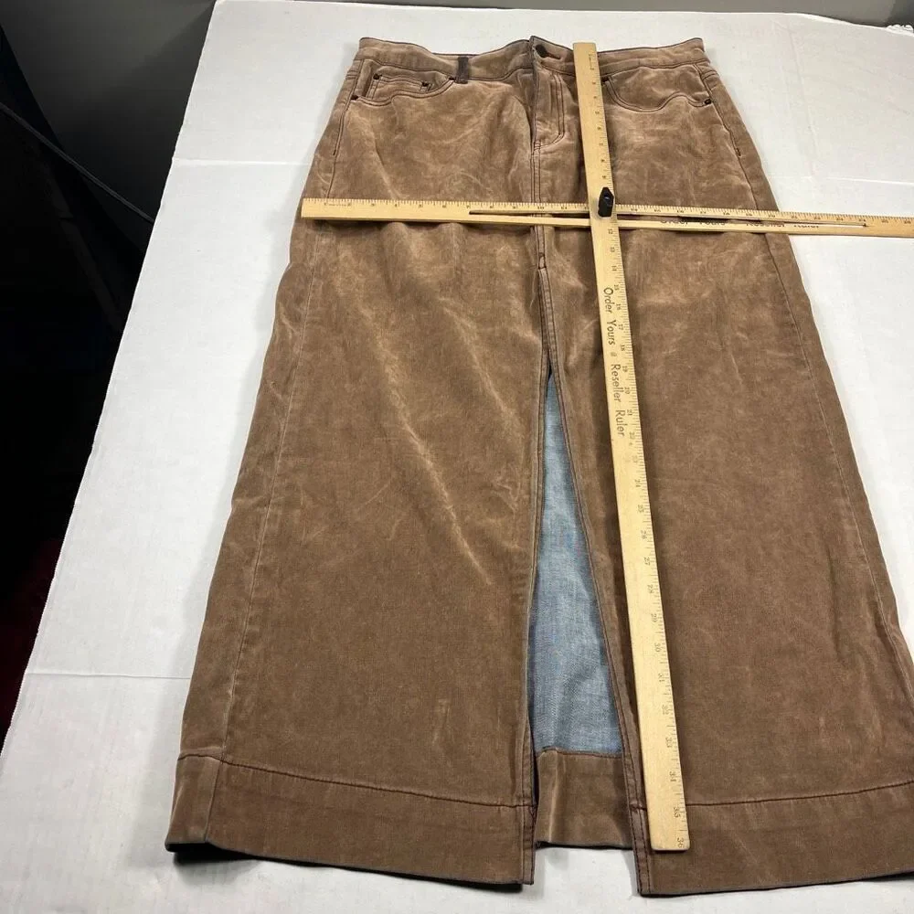 BDG Urban Outfitters Faux Suede Maxi Skirt 70s Brown Boho Casual Retroc Chic L - Picture 4 of 12
